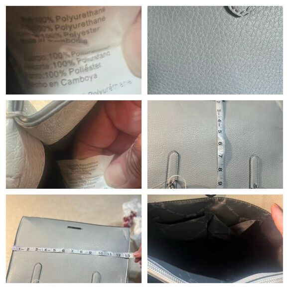 Ann Klein Winnie Curved Tote Gray Grained Bag NWT - Picture 8 of 8